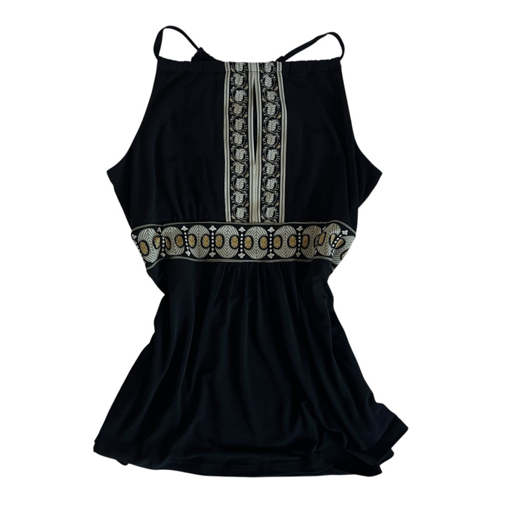Michael Michael Kors Y2K black boho halter top with keyhole detail size P/M